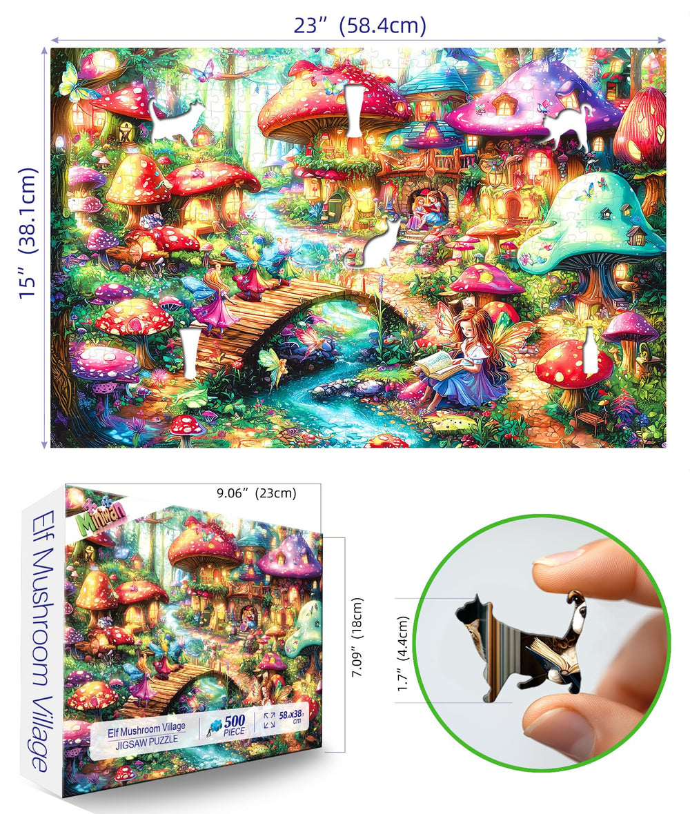 MINIWAN Fairy Tale Mushroom Village—vivid fairies and stream for family bonding.