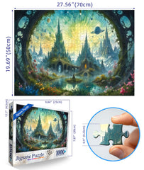 MINIWAN science-fiction landscape puzzle pieces laid out for immersive play.