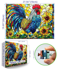 MINIWAN rooster puzzle pieces close-up highlights detail and precision for puzzle lovers