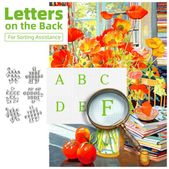 MINIWAN back sorting letters A-F on the puzzle back aid easier solving