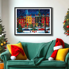 MINIWAN snowy street scene capturing festive atmosphere for cozy evenings