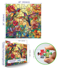 MINIWAN stained-glass hummingbirds puzzle with bold colors for home decor inspiration