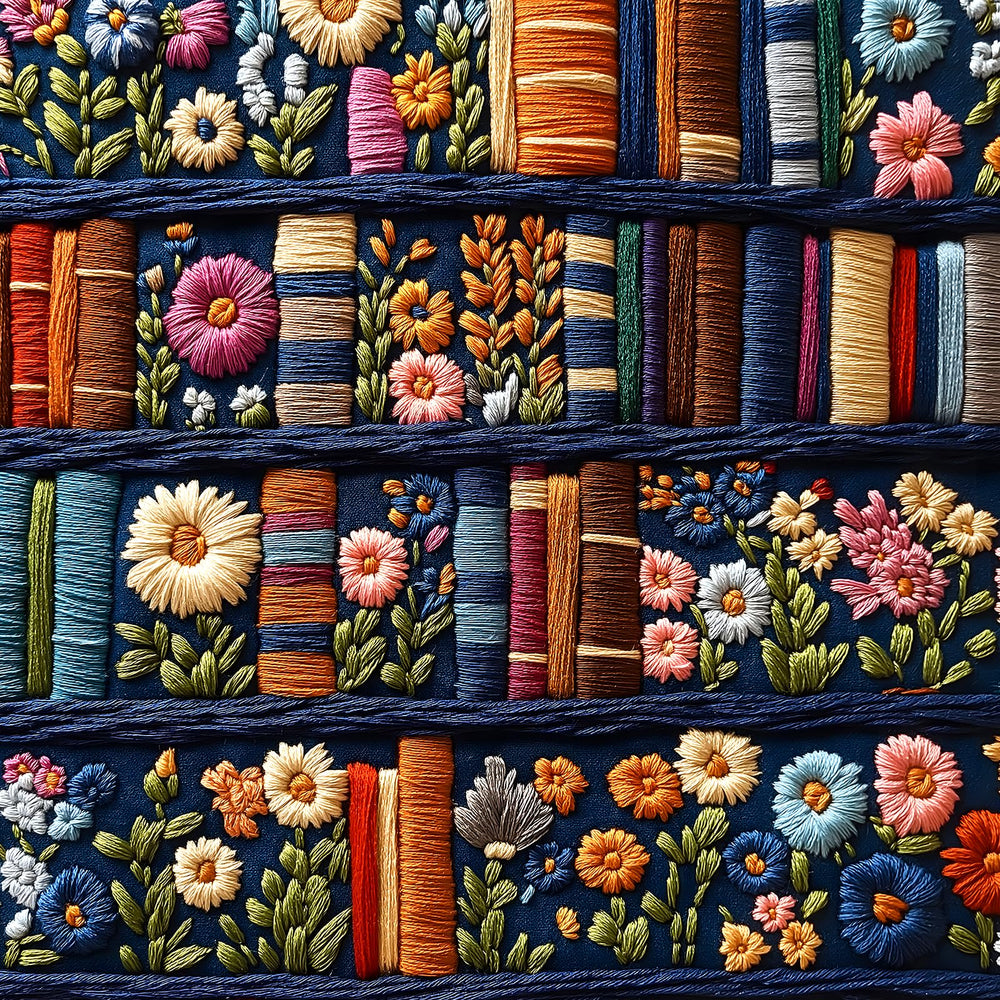 MINIWAN Floral Bookshelf Puzzle with embroidery-inspired art for a relaxing challenge.