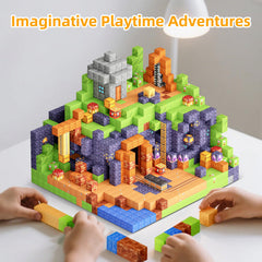 Minoskia magnetic blocks family activity for collaborative learning.