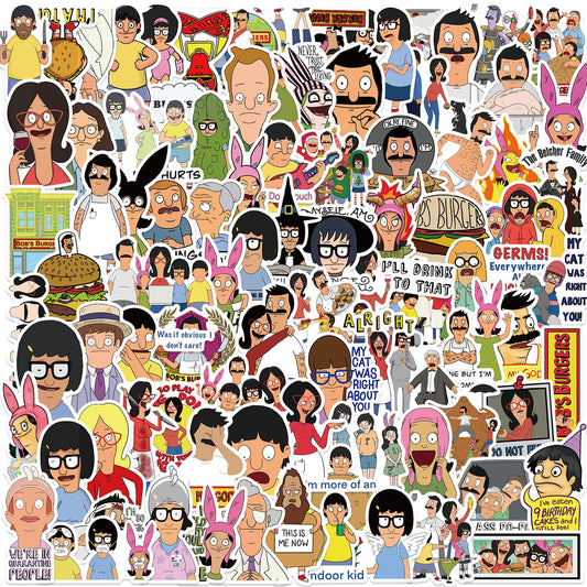 MINRAIN Bob's Burgers water bottle sticker with durable, splash-ready design.