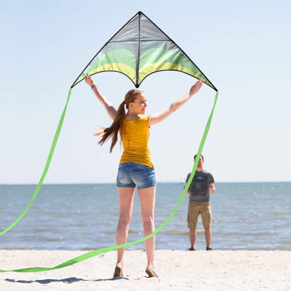 Mint's Colorful Life Delta Kite packs compactly for travel and storage.