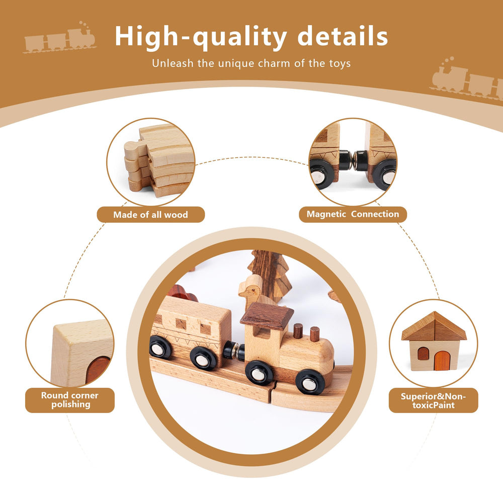Miosea wooden train set tracks lay out robust, reusable layouts for creative routes.