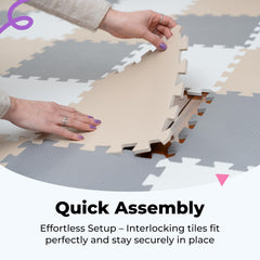 MioTetto Play Mat adapts to 74x74 playpen space with flexible tile count