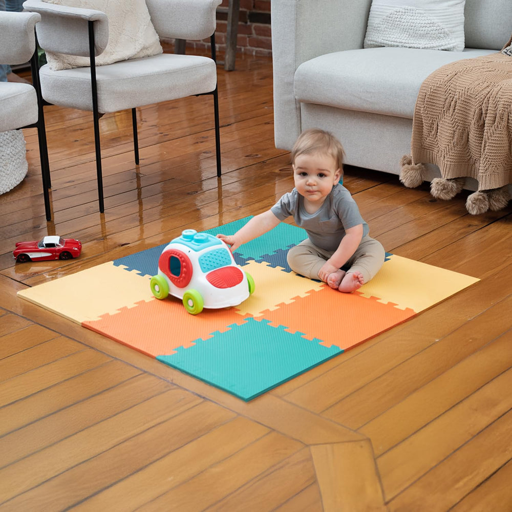 MioTetto interlocking tiles form a safe crawling play space