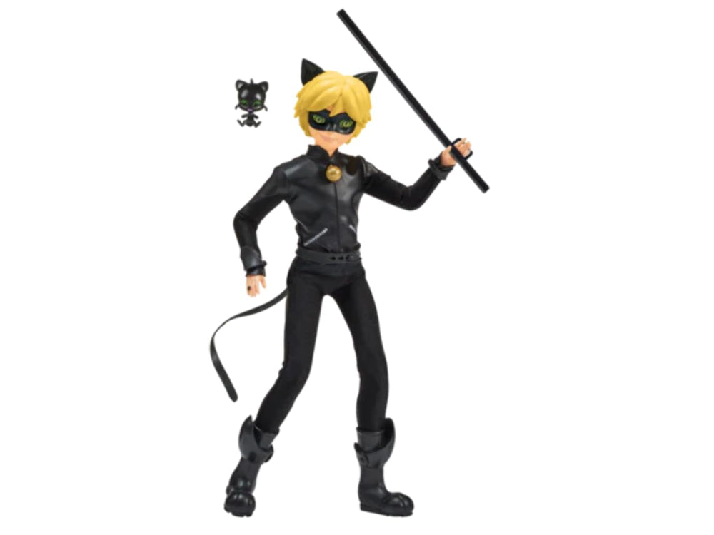 Miraculous Cat Noir doll with staff for action-packed pretend adventures.