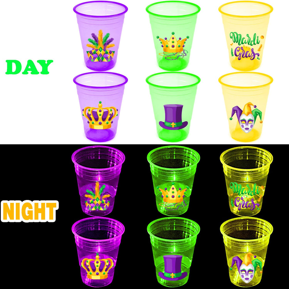 Mishunyus LED lights illuminate each cup for vivid Mardi Gras ambiance