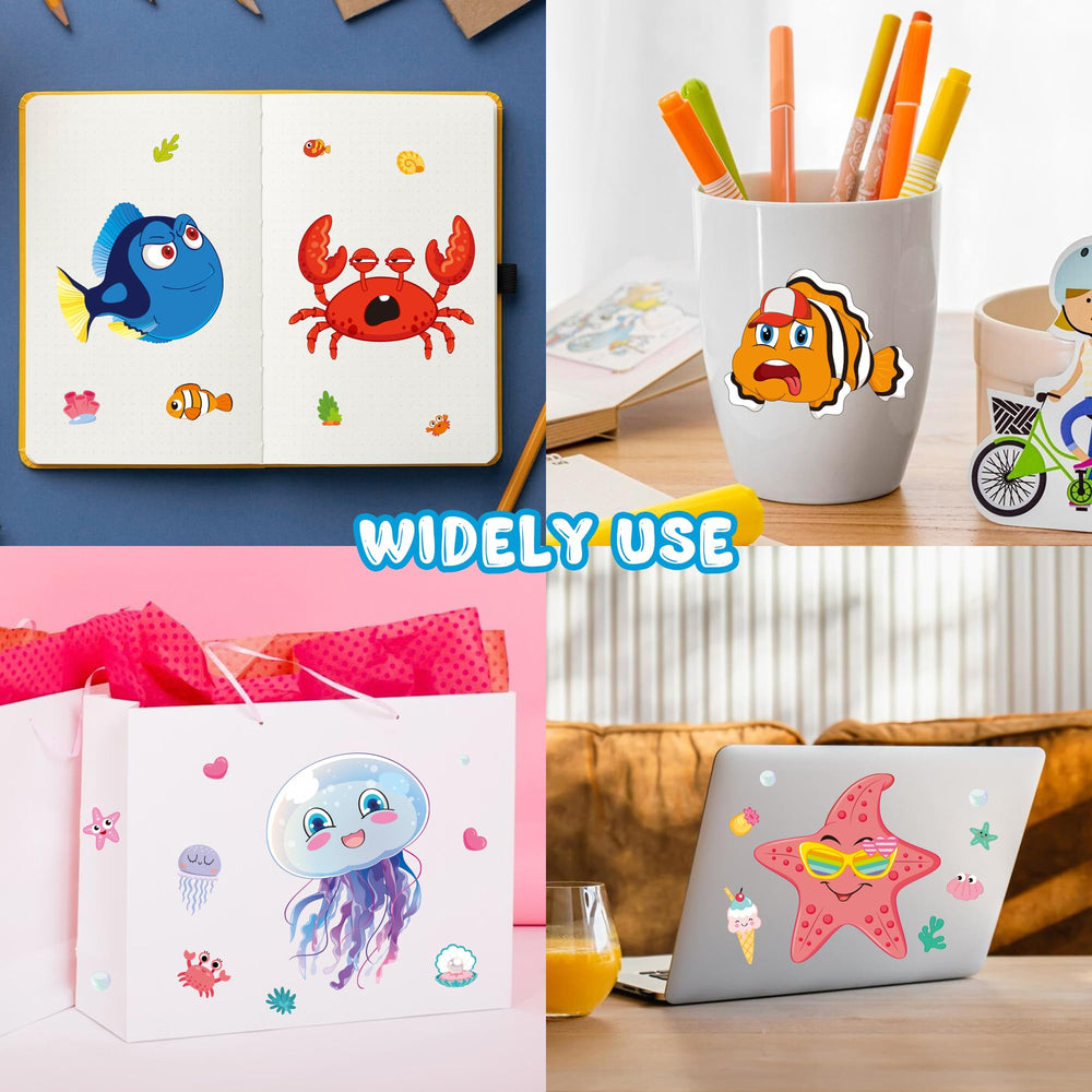 MISS FANTASY Ocean Stickers with seahorses for gift bags and crafts.