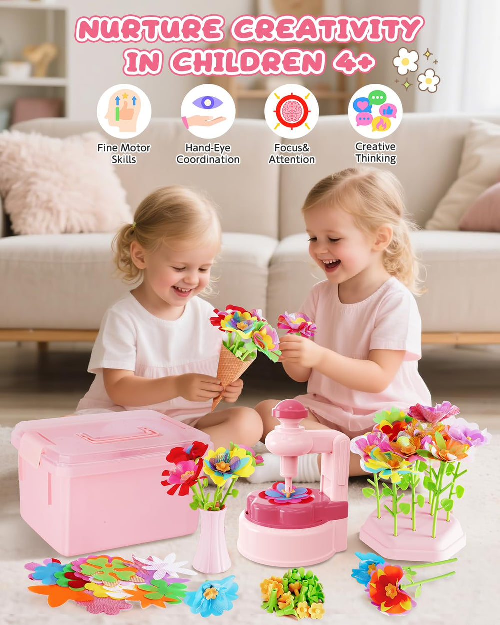MISSOLO flower centers and vines boost creative arrangements for kids.