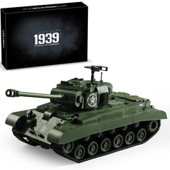 Mistbuy 1703-piece WW2 tank front view for display and collection.