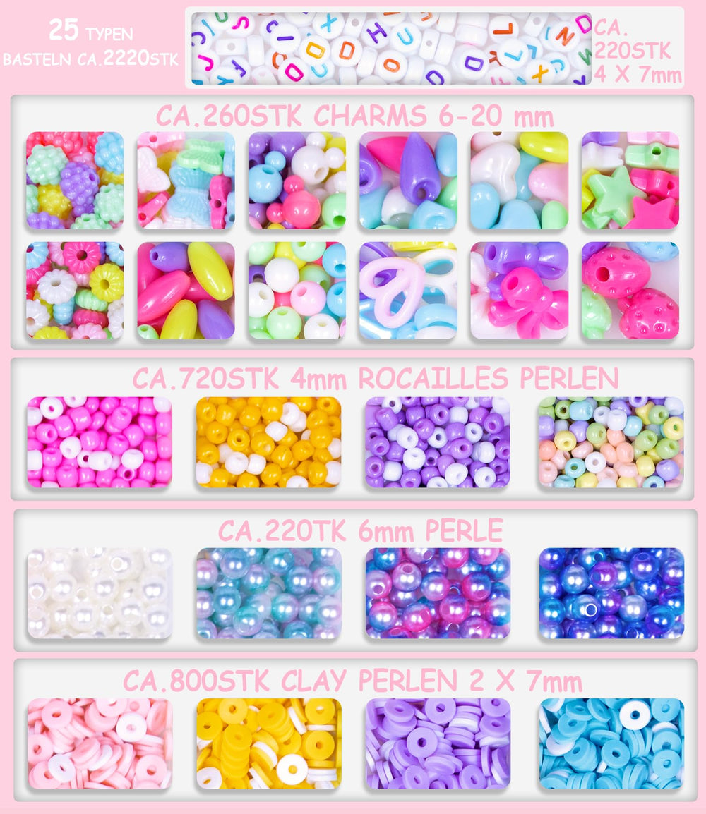 MiuCo bracelet making kit with 800 clay beads for colorful jewelry projects