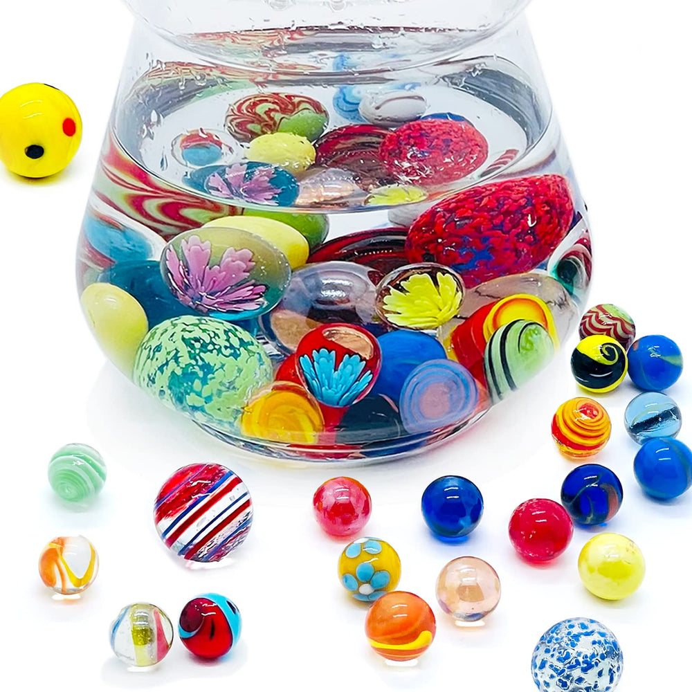 Miutrue glow-in-dark marbles glow after dark for night play.