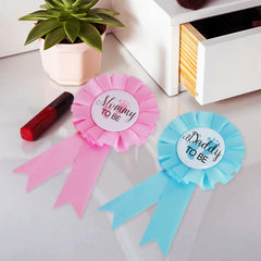 Blue ribbon rosette detail from MixPeak Daddy To Be pin