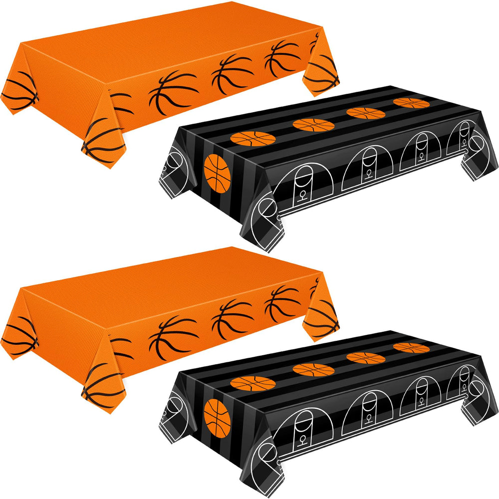 Mixweer basketball field tablecloth with bold court design for party setup.