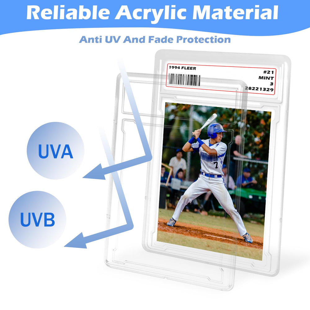 Miyukyee card sleeves compatible with sport cards like baseball and basketball.