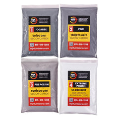 MJR Tumblers Refill Grit Kit pour demonstrates easy pre-measured loading for consistent polishing