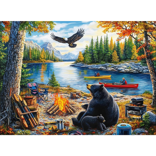 Mjyphdm mother bear eagle puzzle assembled as wall art offering nature-inspired decor.