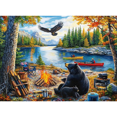 Mjyphdm mother bear eagle puzzle assembled as wall art offering nature-inspired decor.