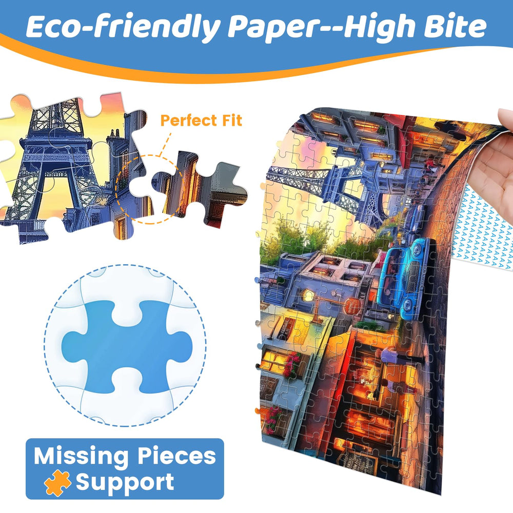 Tabletop workspace with mjyphdm puzzle supports family night activity.