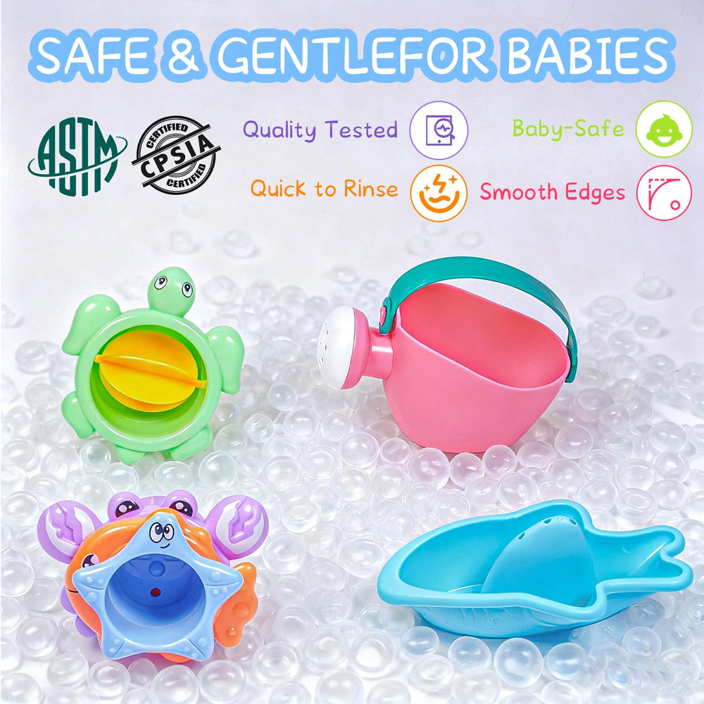 MKICLECER bath toys withstand daily play and are easy to clean on the beach