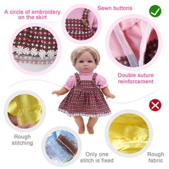 MLcnleS lace and plaid pattern dresses bring fresh style to 12–14 inch dolls.