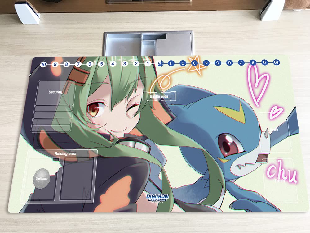 Mlikemat Digimon DTCG mat with Shinomiya Rina Veemon offers a stable play surface for card games.