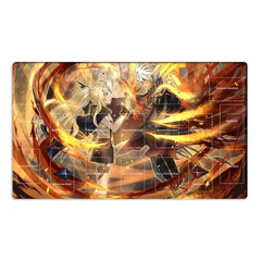 Mlikemat Dogmatika Ecclesia playmat on table for card games.