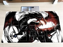 Mlikemat Red-Eyes Black Dragon playmat with mouse on surface for precise control.