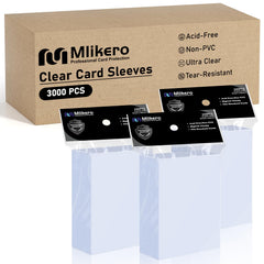 Mlikero 3000-count card sleeves pack protecting MTG and sports cards.