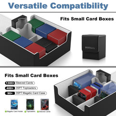 Inside view of Mlikero deck box with dividers for organized collections.