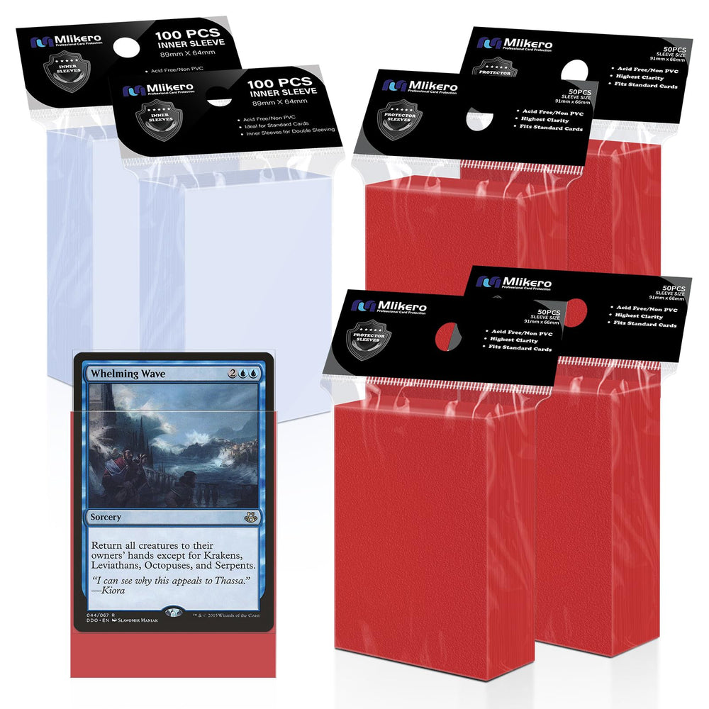 Mlikero matte red outer sleeve offers durable protection for cards with clear visibility.