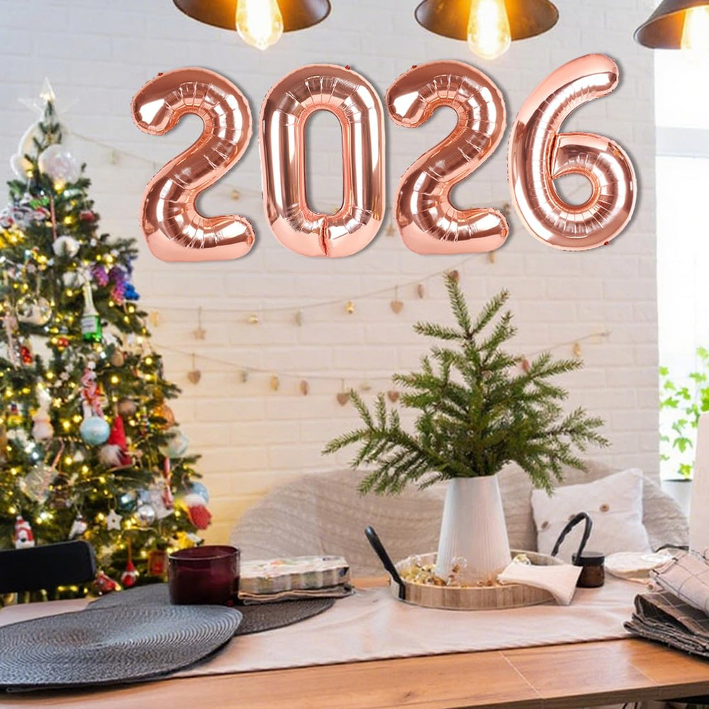 Mluchee 2026 rose gold balloon, ideal graduation or birthday centerpiece display.