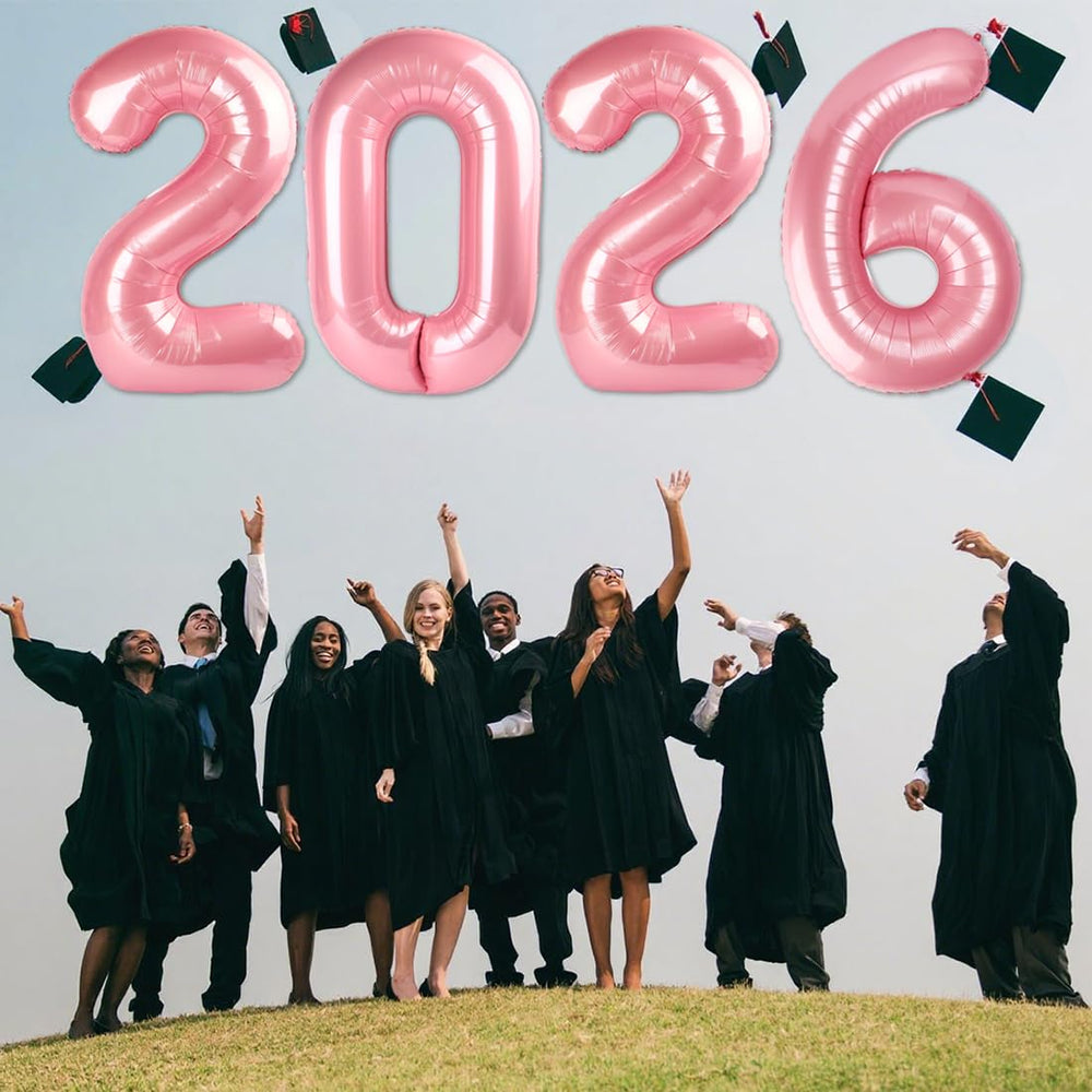 Mluchee 2026 graduation and birthday balloons create a bold focal point