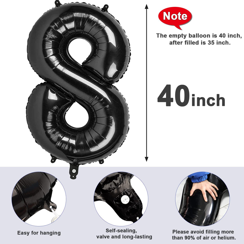 Mluchee numeral 8 balloon in black for graduations