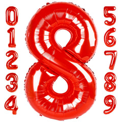 Mluchee 40-inch number 8 balloon in red for striking birthday decor.