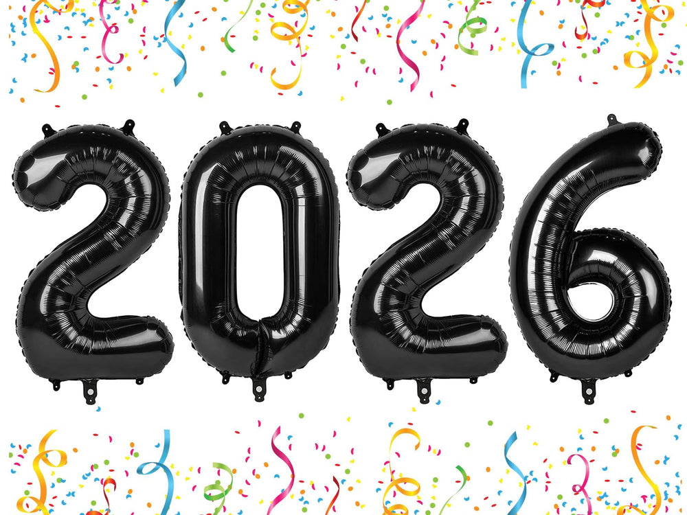 Mluchee 40 inch black number balloons for bold New Year photo backdrops.