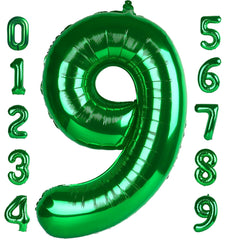 Mluchee 40-inch dark green number 9 balloon inflated for a bold party centerpiece.