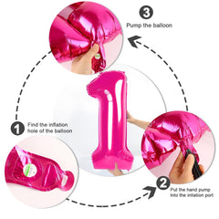 Mluchee 40inch hot pink number balloon photo booth prop for memorable pictures.
