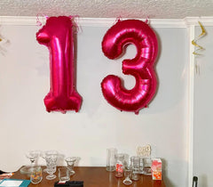 Mluchee 40inch hot pink number balloon decor on wall or door displays.