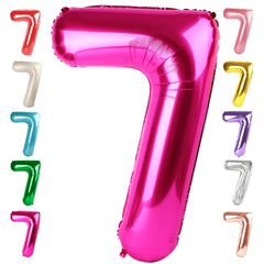 Mluchee 40in Number 7 Balloon in hot pink for bold party backdrops and photos.