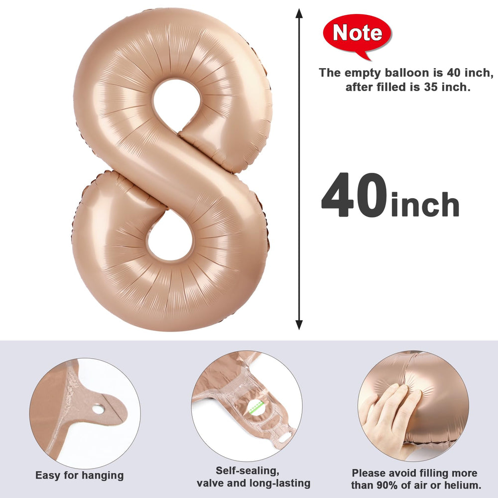 Mluchee 40-inch number 8 balloon wedding decor with elegant milestone flair