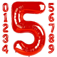 Mluchee 40-inch number balloon for a bold 5th birthday photo backdrop.