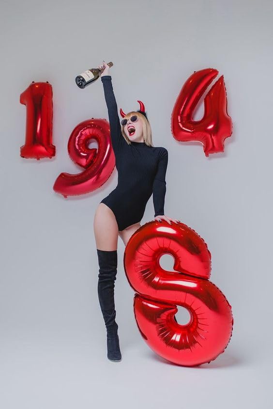 Mluchee baby shower decor with 40-inch red number balloon