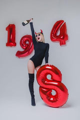 Mluchee baby shower decor with 40-inch red number balloon