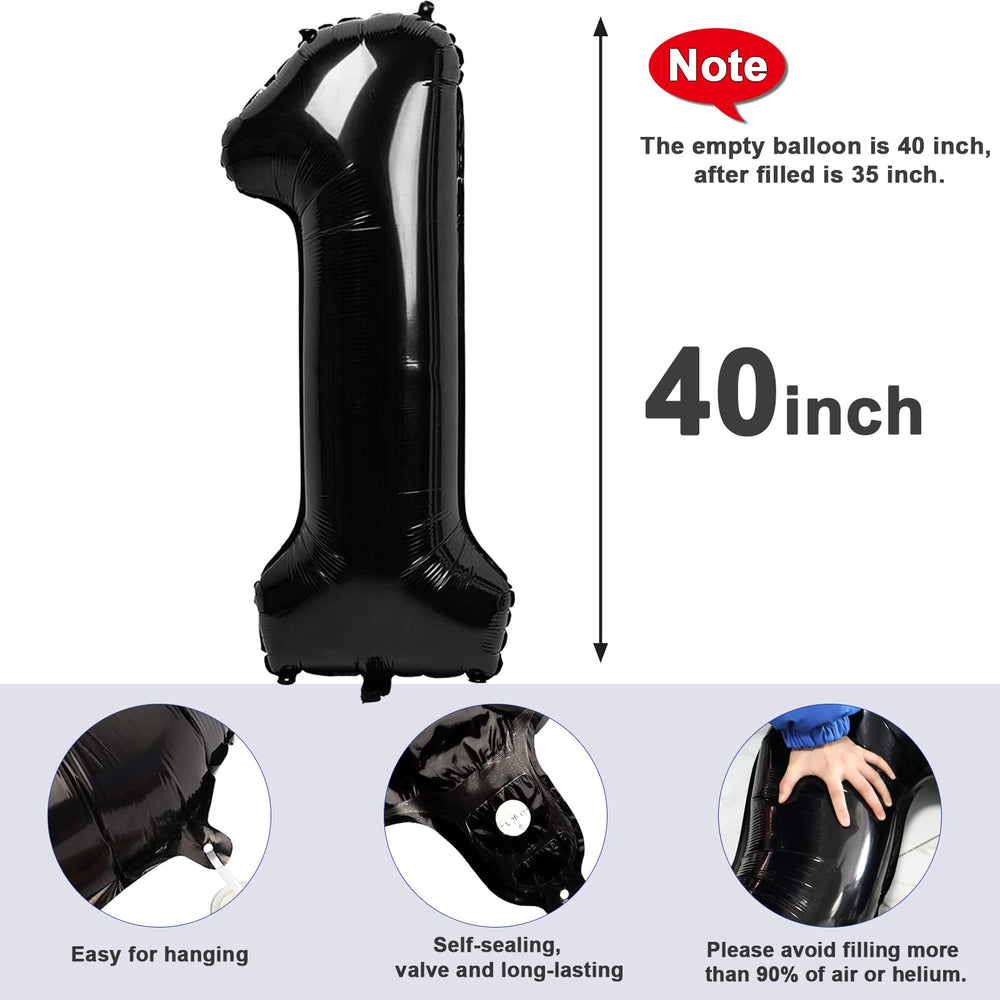 Mluchee 40-inch black number balloon 5 ideal for milestone parties and gatherings.