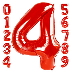Mluchee 40-inch red number balloon for a striking 4th birthday celebration backdrop.